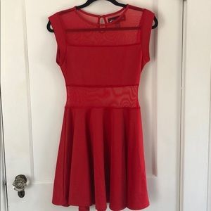 Red Dress with Mesh Cut Outs